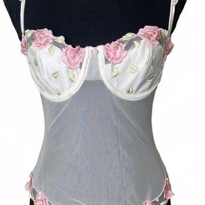 2000s babydoll embroidered Victoria's secret corset lingerie top